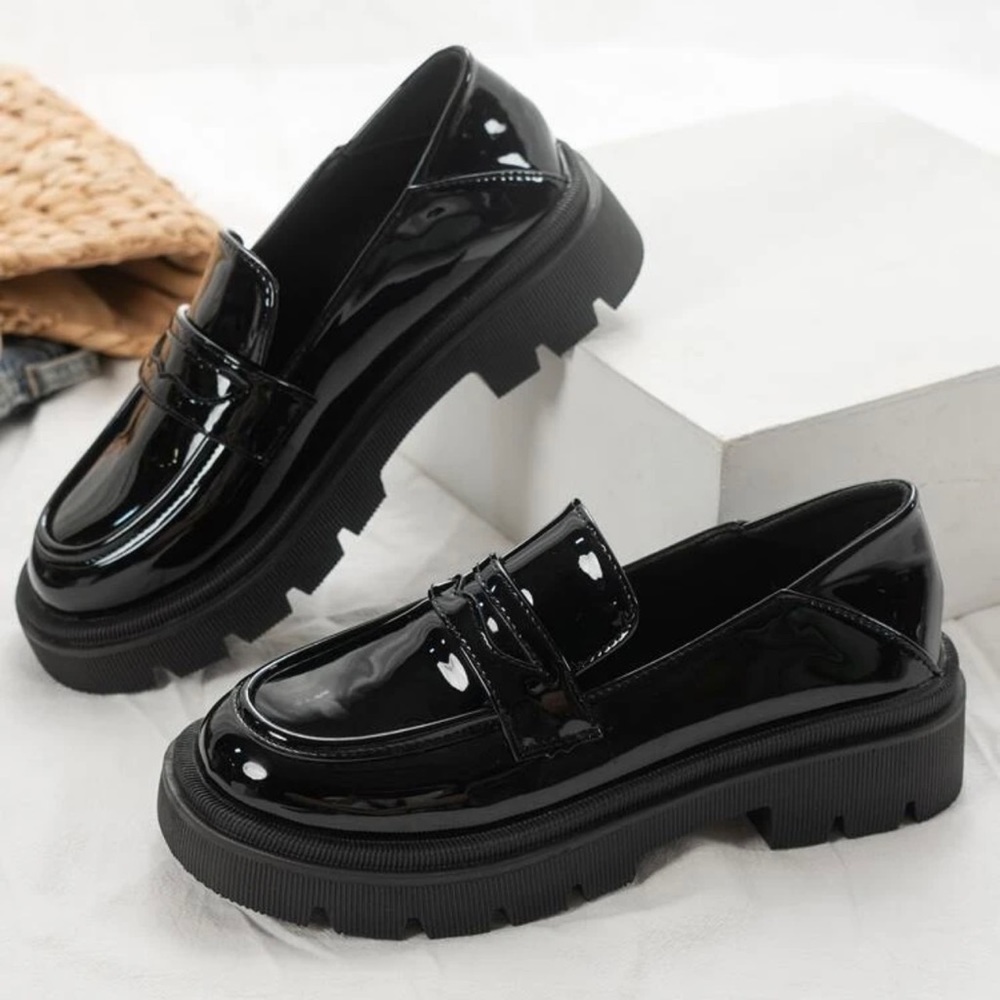 Shein Black Flatform Loafers